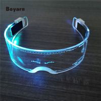 Kacamata LED Boyarn Akrilik Bercahaya untuk Pesta Dansa, Kacamata Dekoratif Rave, Kacamata Matahari Menyala untuk Klub Malam, Kacamata Futuristik