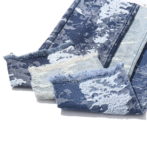 80% कपास का बड़ा छलावरण जींस के लिए नीले जैक्वार्ड डेनिम कपड़े 11.8 औंस उच्च गुणवत्ता वाले डेनिम कपड़े थोक - Product Image 6