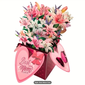 3D Pop Eco-friendly Folk Art Paper Greeting Card Mothers Day for Birthday <strong>Thinking</strong> <strong>You</strong> Anniversary Valentines Day - Product Image 5