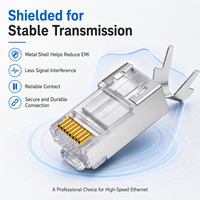 Connecteur RJ45 blindé Cat 7, fiche modulaire en deux parties, plaqué or 50 microns pour câble réseau Ethernet LAN, cordon de raccordement