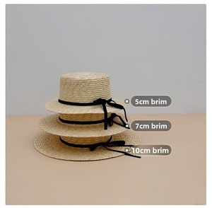 Chapeau de paille naturel pour femme, style marin, à calotte plate et bord plat, avec nœud en corde tressée, chapeau de soleil de plage, respirant, léger, style britannique - Product Image 5