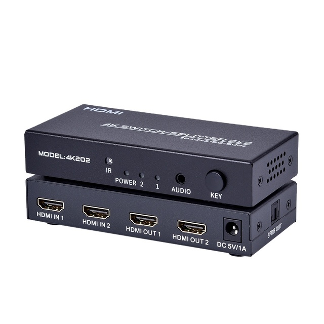 FJ-4K202 Fjgear 2 Port hdmi matrix 4k Through the Product Button or Infrared Remote Control Control Mode