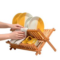Directement du fabricant, égouttoir à vaisselle pliable en bambou naturel massif à 2 niveaux en forme de X pour l'organisation du comptoir de cuisine