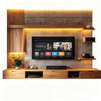 Mueble de TV Flotante Moderno y Elegante, Textura de Madera Natural, Mueble Multimedia de Pared Personalizado para Sala de Estar