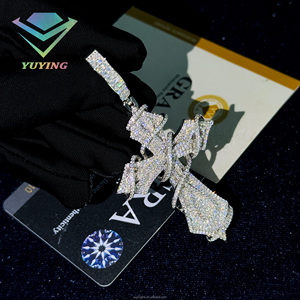 พร้อมจัดส่ง จี้รูปกางเขนเพชรโมอิสซาไนต์ VVS สี D พร้อมใบรับรอง GRA เงินแท้ 925 ชุบทอง 18K เครื่องประดับฮิปฮอปสำหรับเป็นของขวัญ - Product Image 3