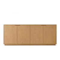 Buffet en bois de chêne clair à 4 portes, meuble de rangement minimaliste de luxe en bois massif, credenza moderne pour salon