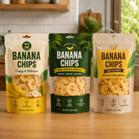 Sachet d'emballage vertical anti-humidité pour chips de banane, imprimé sur mesure, vide, en plastique, pour vente en gros, 100g 250g 500g