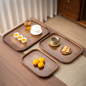 Wooden Serving Trays Rectangular <b>Bamboo</b> With Handle For Home Coffee <b>Table</b> Use - Product Image 4