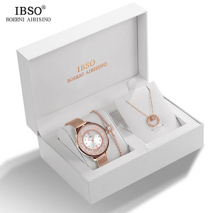 Cadeau de la Saint-Valentin IBSO Montre à quartz pour femme Ensemble Bracelet simple couleur argent Montre-bracelet pour femmes Relogio Masculino 8868 - Product Image 6