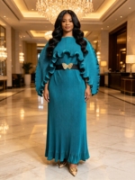 Robe plissée d'été africaine unie, coupe ample, élégante, grande taille pour femmes rondes – Nouveauté très prisée