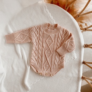 Tutine per Neonati Tinta Unita Primavera ed Estate <span class=keywords><strong>Body</strong></span> Casual per Neonati in Maglia con Colletto a Fiori e Volant - Product Image 3