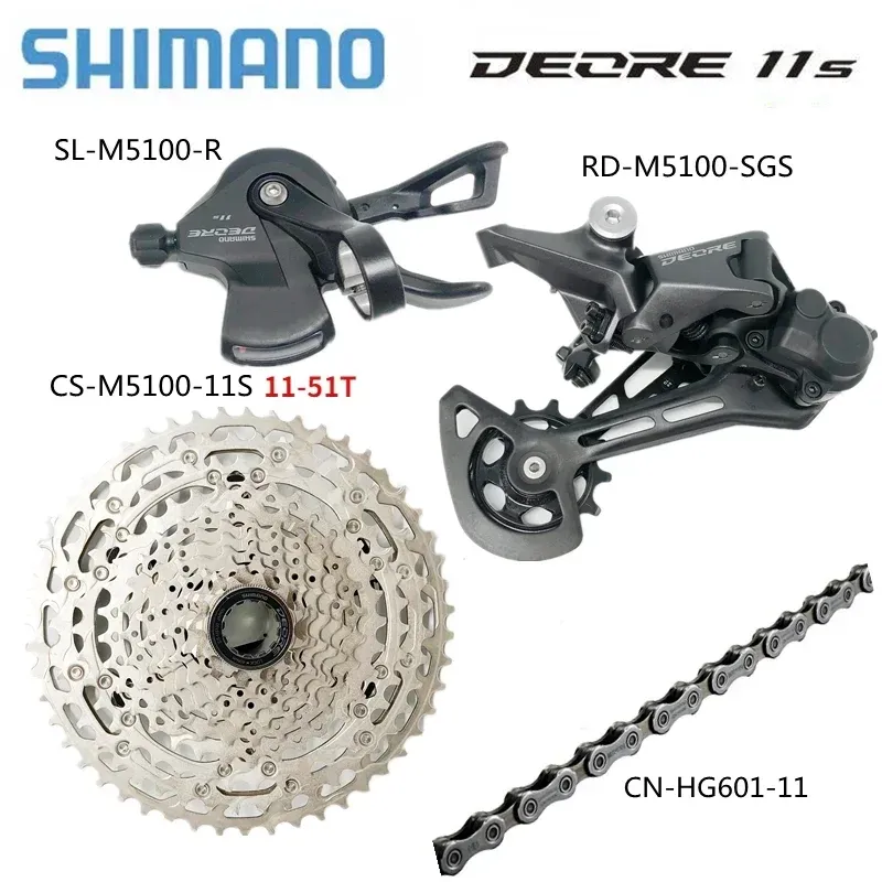 Shimano DEORE 11S M5100 4 Uds Groupset M5100 palanca de cambio desviador trasero Cassette HG601 cadena para bicicleta de montaña Original