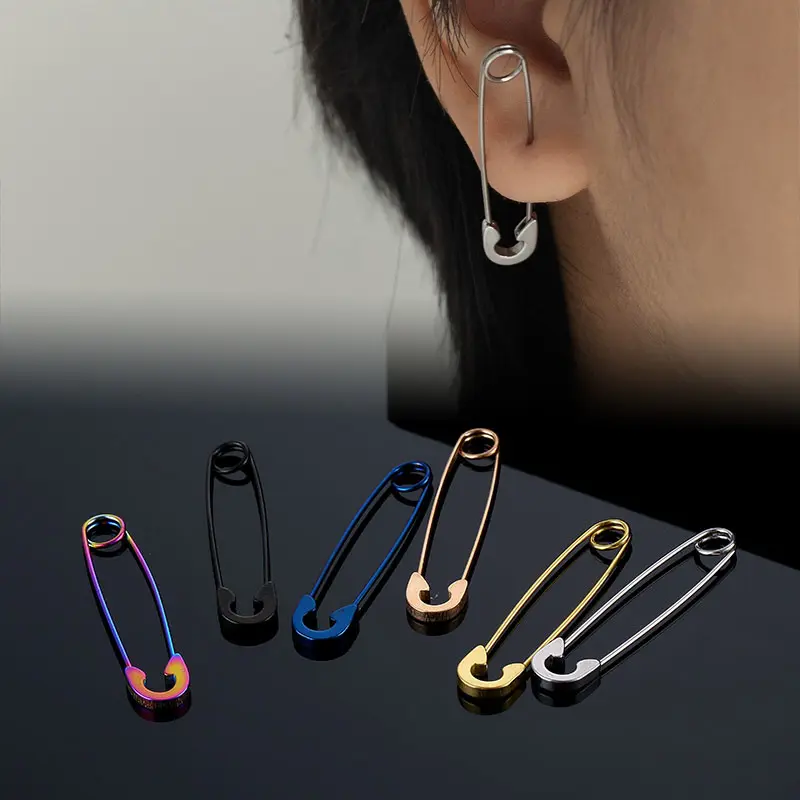 Japón coreano All Match Simple pendientes Pin papel Clip personalidad Acero inoxidable pendiente para moda hombres mujeres joyería