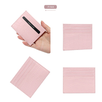 Casing Kartu Logo Kustom Dompet Cuero Hadiah Promosi Pemegang Kartu Kredit ID Kulit Buaya Asli