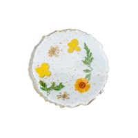 Posavasos de Resina Hecho a Mano con Flores Prensadas Reales, Resina Epoxi Transparente, Base Floral para Tazas, Resistente al Calor, Decoración Estética para el Hogar