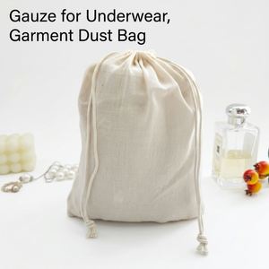 Sac écologique pour produits frais en coton biologique, sac de rangement alimentaire en gaze de coton 100% avec cordon de serrage, impression de logo personnalisée, service OEM - Product Image 2