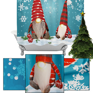 OWENIE Meilleur prix de gros <span class=keywords><strong>Rideau</strong></span> de <span class=keywords><strong>douche</strong></span> de salle de bain de Noël personnalisé avec des motifs imprimés en 3D personnalisés américains - Product Image 4