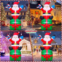Père Noël gonflable de 6 pieds avec boîte cadeau et lumière LED, décoration de Noël gonflable pour la cour, le jardin, la maison, les fêtes de fin d'année