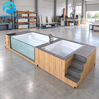 Piscine hors sol en fibre de verre de 20 pieds x 40 pieds avec cascade extérieure, vue panoramique, jacuzzi et spa, idéale pour les villas de villégiature haut de gamme