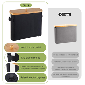 Cesta de almacenamiento de papel higiénico con tapa, soporte de almacenamiento de papel higiénico de bambú, organizador de soporte para baño, caja de almacenamiento de papel higiénico - Product Image 5