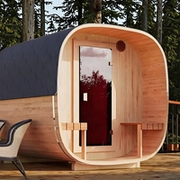 Sauna extérieur en cèdre rouge massif Garden View, pour 4 à 8 personnes, avec poêle à vapeur sèche