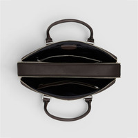 Porte-documents en cuir véritable pour homme avec logo personnalisé, fermeture éclair double, lisse, de luxe, classique, pour ordinateur portable, usage quotidien