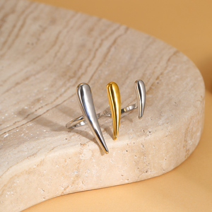 แหวนไทเทเนียมและเหล็กแบบมินิมอล พร้อมสีตัดกันของทองและเงิน สไตล์เท่และสง่างาม สแตนเลสคุณภาพสูง - Product Image 4