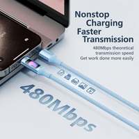 Câble USB-A vers Type-C 100W à charge ultra-rapide, tressé en nylon avec lumière respirante sept couleurs, transfert de données 480 Mbps