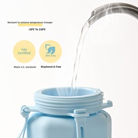 Bouteille d'eau en silicone de qualité alimentaire, pliable, portable, résistante aux chocs, résistante à la chaleur, tasse télescopique, anti-fuite