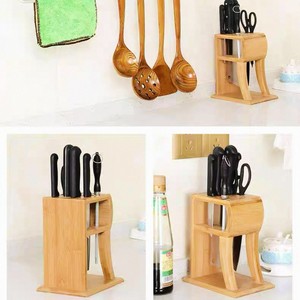 Portacuchillos de bambú, 7 piezas, soporte de almacenamiento ventilado para organización de cubiertos de cocina - Product Image 1