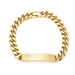 Bracelet cubain en acier inoxydable plaqué PVD de haute qualité avec pierres en zircon, vente en gros 2024 - Product Image 1