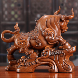 Zodíaco chino Feng Shui Decoración de mesa negro blanco resina Toro vaca estatua Animal escultura - Product Image 4