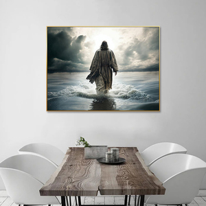 Décoration intérieure religieuse moderne Téléchargement numérique de Jésus-Christ marchant sur l'eau Portrait Impression d'<span class=keywords><strong>art</strong></span> chrétien sur toile - Product Image 5