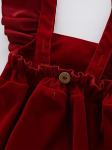 <span class=keywords><strong>Tuta</strong></span> in Velluto Rosso per Neonata con Volant e Etichetta sul Colletto, Pagliaccetto Natalizio per <span class=keywords><strong>Bambina</strong></span> - Product Image 4