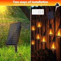 Guirlande solaire d'extérieur pour jardin, lumières de jardin à effet de flamme vacillante, ampoules étanches, lampes alimentées par énergie solaire, décoration rétro pour jardin et cour