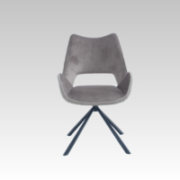 Nouvelle tendance, style nordique, housse en tissu, pieds en métal rembourrés avec 180 °   Chaise de salle à manger pivotante avec fonction de retour automatique et accoudoirs