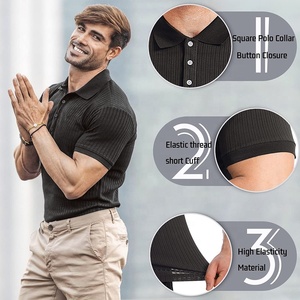 Chemises de golf anti-rides pour hommes de <span class=keywords><strong>grande</strong></span> <span class=keywords><strong>taille</strong></span> T-shirts musculaires en tricot côtelé Chemisier à col Vêtements d'entraînement Chemise <span class=keywords><strong>Homme</strong></span> Polo Shirt - Product Image 6