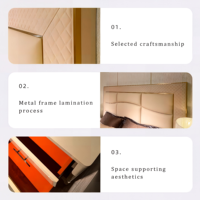 Lit double en cuir véritable de luxe minimaliste italien, cadre en bois massif, chambre principale, lit king size