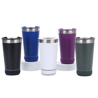 Logo personnalisé 16oz Smart poudre enduit en acier inoxydable isolé sous vide haut-parleur gobelet tasse de voyage avec ouvre-bouteille