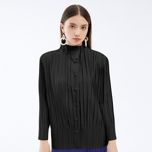 Chaqueta de cuello alto coreana con hebilla fina para <span class=keywords><strong>mujer</strong></span>, cortavientos versátil a la <span class=keywords><strong>moda</strong></span>, cárdigan plisado, primavera, otoño e <span class=keywords><strong>invierno</strong></span>, <span class=keywords><strong>2023</strong></span> - Product Image 4