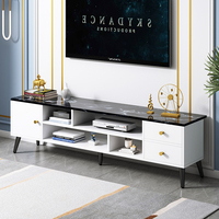 Ensemble de meubles de salon de luxe européen, 5 pièces, support tv, design haut en marbre avec tiroir