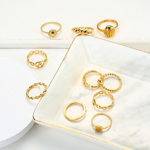 Truegold bán buôn mẫu miễn phí cổ điển thời trang bộ đồ trang sức mạ vàng xoắn ngón đeo nhẫn thép không gỉ cho phụ nữ - Product Image 3