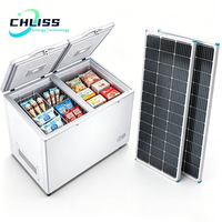Congélateur solaire 210L DC 12V 24V avec panier, congélateur profond solaire portable pour la maison et la cuisine