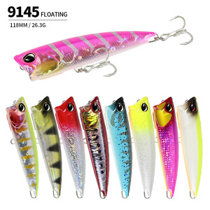 Leurre de pêche popper flottant en plastique pour eau salée, 118 mm, 26,3 g, pour lancer longue distance, grand éclaboussement, pour thon et bar - Product Image 2