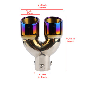 Silencieux Flamas à Gorge Droite Universel en Fibre de Carbone, Lumière Bleue Rouge, Tuyau d'Échappement Led pour Voiture - Product Image 2