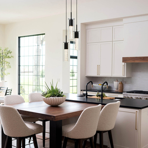 Simple 3 <strong>Light</strong> Glass Cluster Ceiling Hanging <strong>Light</strong> Modern Matte <strong>Black</strong> Pendant <strong>Light</strong> <strong>Fitting</strong> for Kitchen Bar - Product Image 2