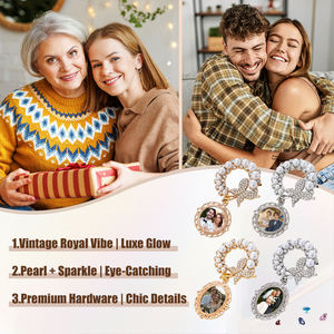 Dijes <span class=keywords><strong>de</strong></span> Metal para Sublimación, con Forma <span class=keywords><strong>de</strong></span> Ramo, Personalizables con Logotipo, para Imprimir, con Perlas, Mariposas, Broches, Insignias - Product Image 2