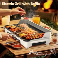 Grill électrique coréen personnalisé en usine, grande capacité, intelligent, antiadhésif, avec déflecteur d'huile pour usage domestique