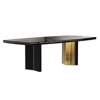 Ensemble de table à manger de luxe en métal avec design en marbre rond pour 12 personnes