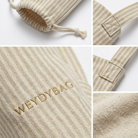 Sac fourre-tout personnalisé à logo rayé avec cordon de serrage, sac de rangement cylindrique minimaliste, sac à bandoulière portable pour courses, sac de sport pour la gym